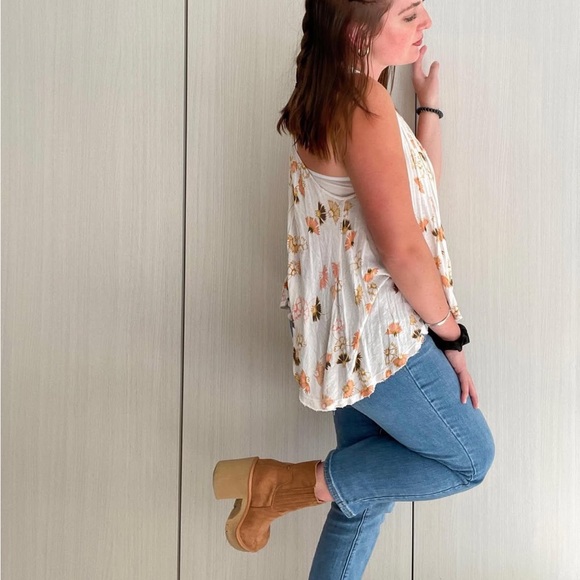 Free People Floral Tank Top - White and Orange - Picture 8 of 16